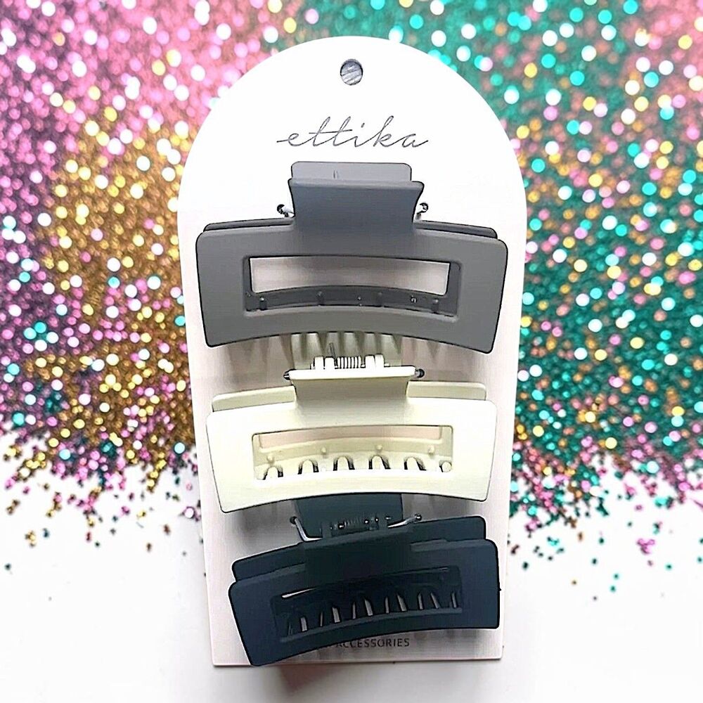 ETTIKA Neutral Hair Claw Set in Ivory, Tan, and Black Brand New With Tags